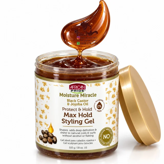 ژل حالتدهنده قوی مو آفریکن پراید Moisture Miracle حاوی روغن کرچک سیاه و جوجوبا حجم ۵۱۰ گرم